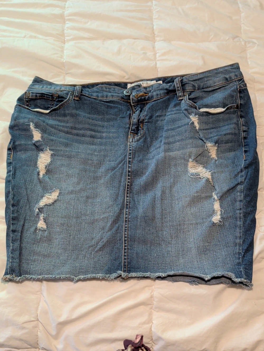 torrid Distressed Denim Mini Skirt in Blue